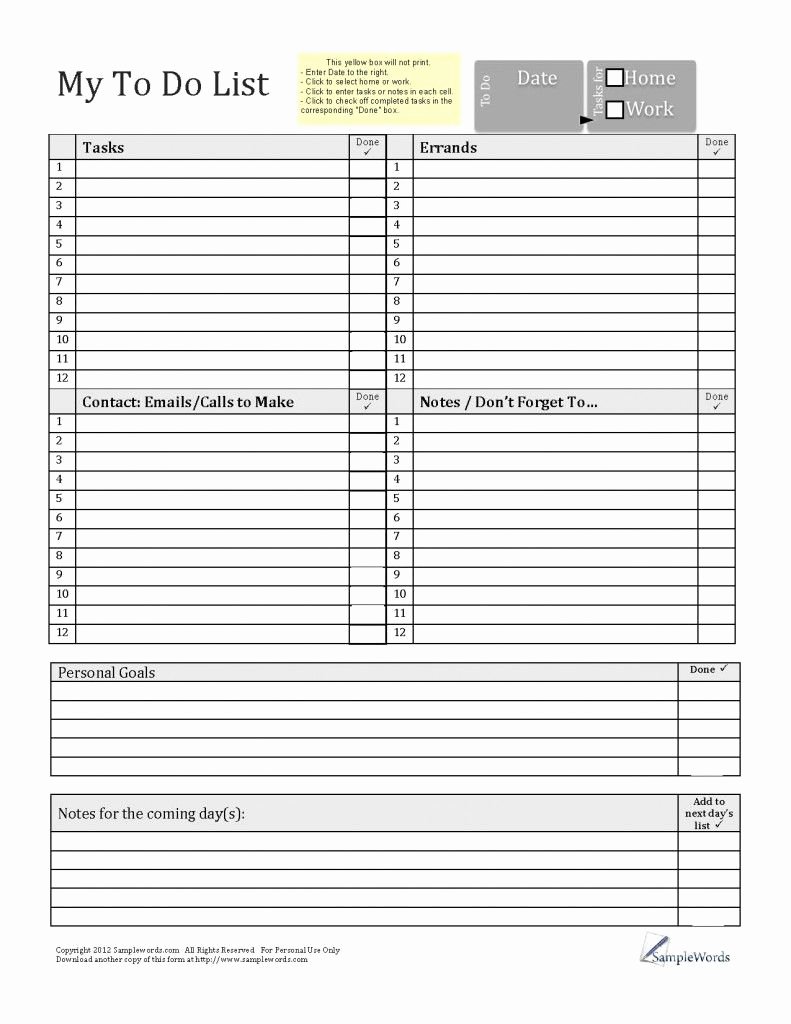 Business to Do List Template Unique Printable to Do List Pdf Fillable form for Free Download