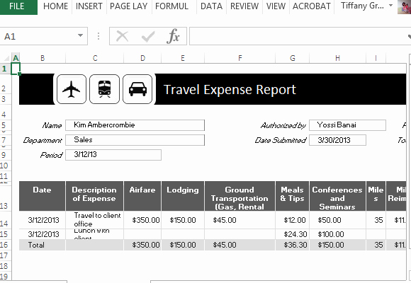 Business Trip Expenses Template Fresh Travel Expense Report Template for Excel