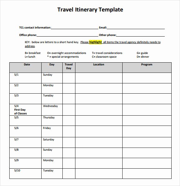 Business Trip Itinerary Template New 6 Sample Travel Itinerary Templates to Download
