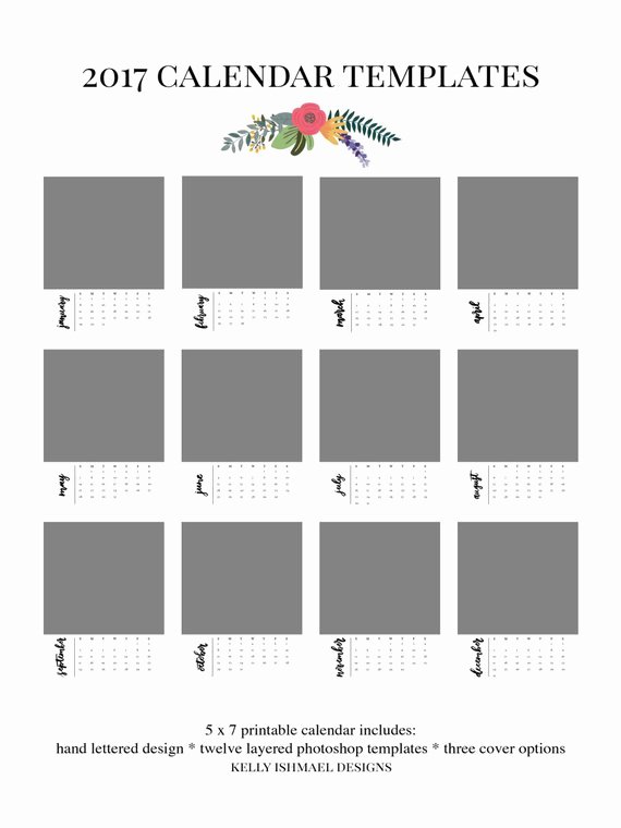 Calendar Template for Photoshop Awesome 2017 Calendar Template 5x7 Desktop Calendar Photoshop