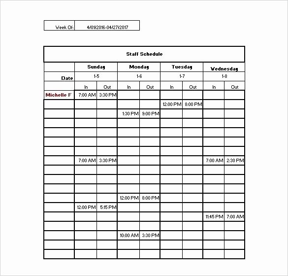 Call Center Schedule Template Excel New Labor Schedule Template Monthly Staff Schedule Template El
