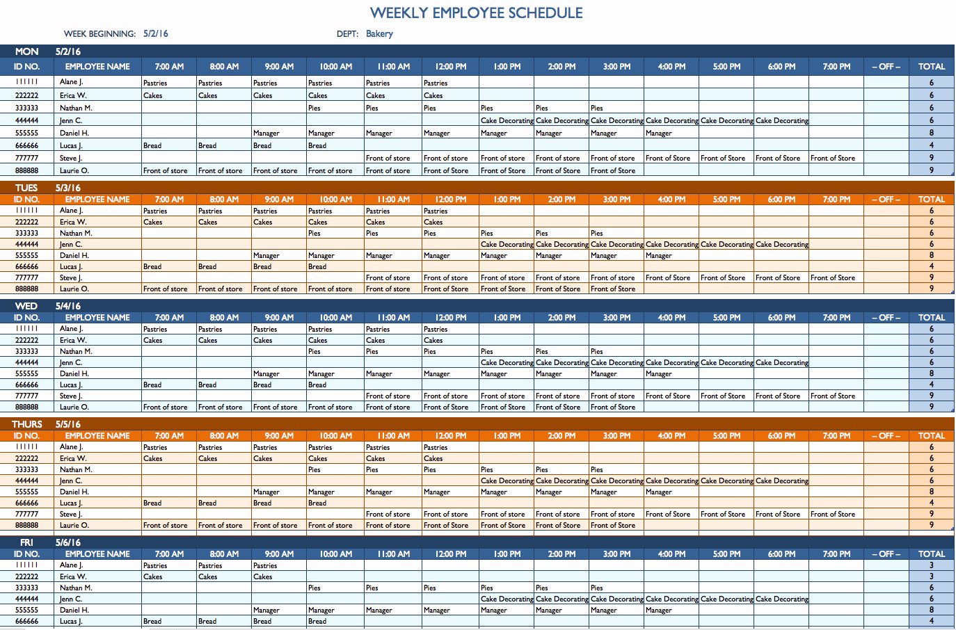 Call Center Schedule Template Excel