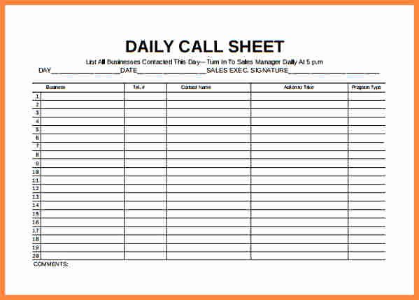 Call Log Template Excel Awesome Daily Planner Template Excel