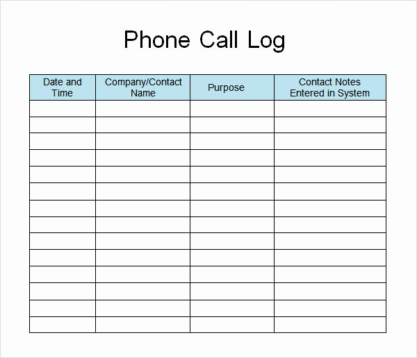 Call Log Template Excel Lovely 13 Sample Call Log Templates – Pdf Word Excel Pages