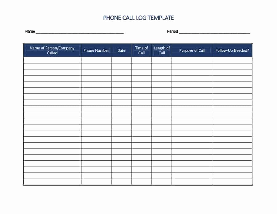 Call Log Template Excel Lovely 40 Printable Call Log Templates In Microsoft Word and Excel