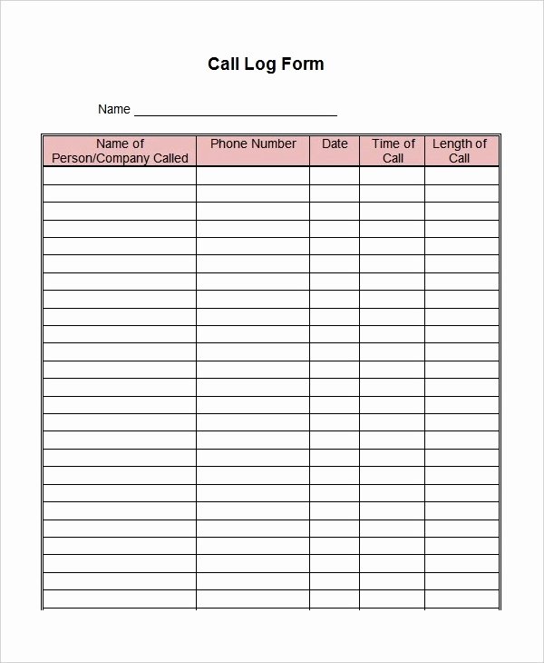 Call Log Template Excel Lovely Phone Log Template 8 Free Word Pdf Documents Download