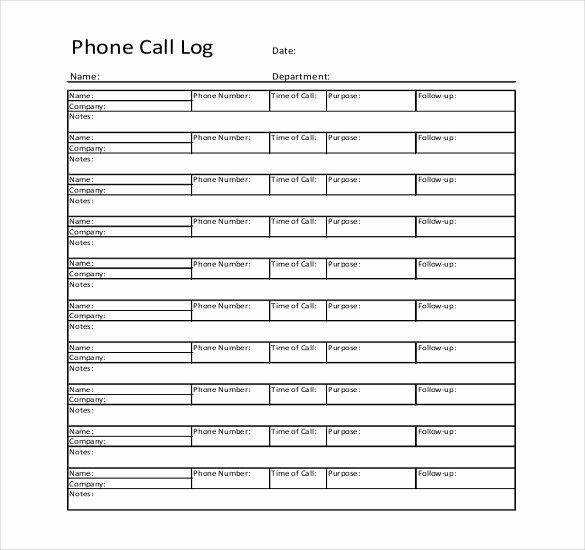 Call Log Template Excel Luxury Call Log Template