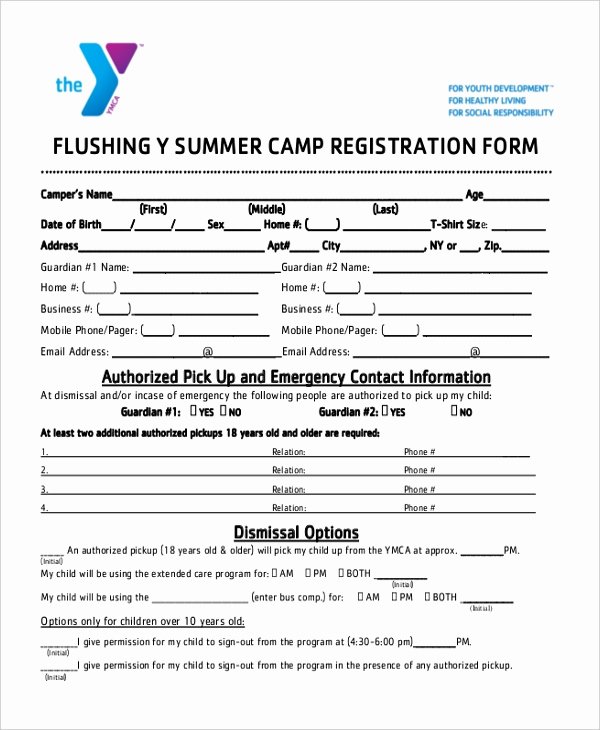 Camp Registration form Template Best Of Sample Summer Camp Registration form 10 Free Documents