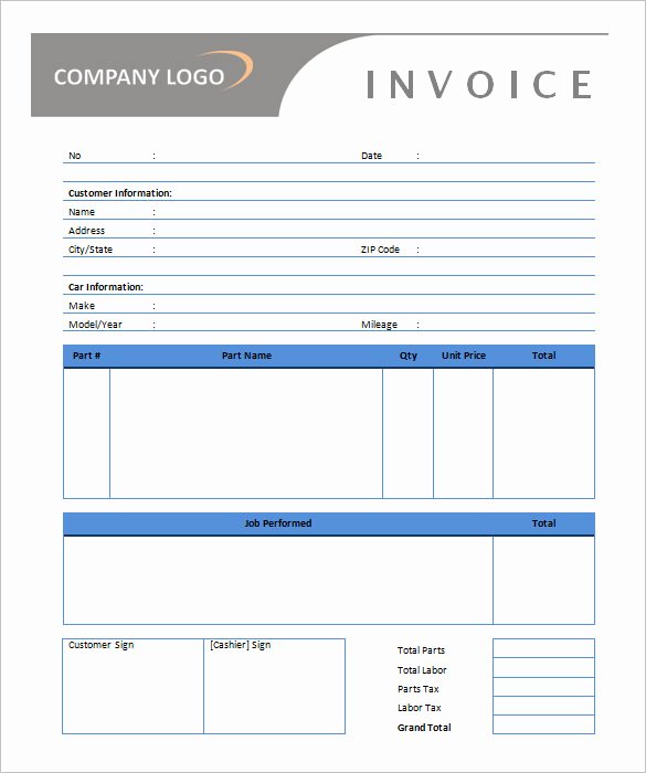 Car Repair Invoice Template Best Of Microsoft Invoice Template 54 Free Word Excel Pdf