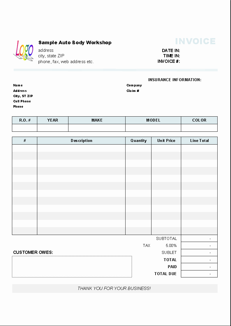 Car Repair Invoice Template Lovely Automotive Repair Invoice Template Uniform Invoice software