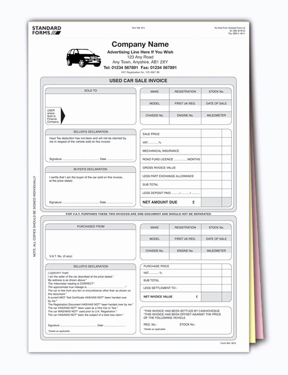 Car Sales Invoice Template Awesome Used Car Invoice Template