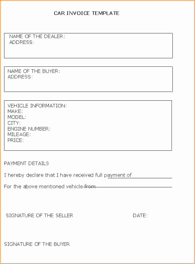 Car Sales Invoice Template Best Of Free Sales Receipt form General Business Car Template