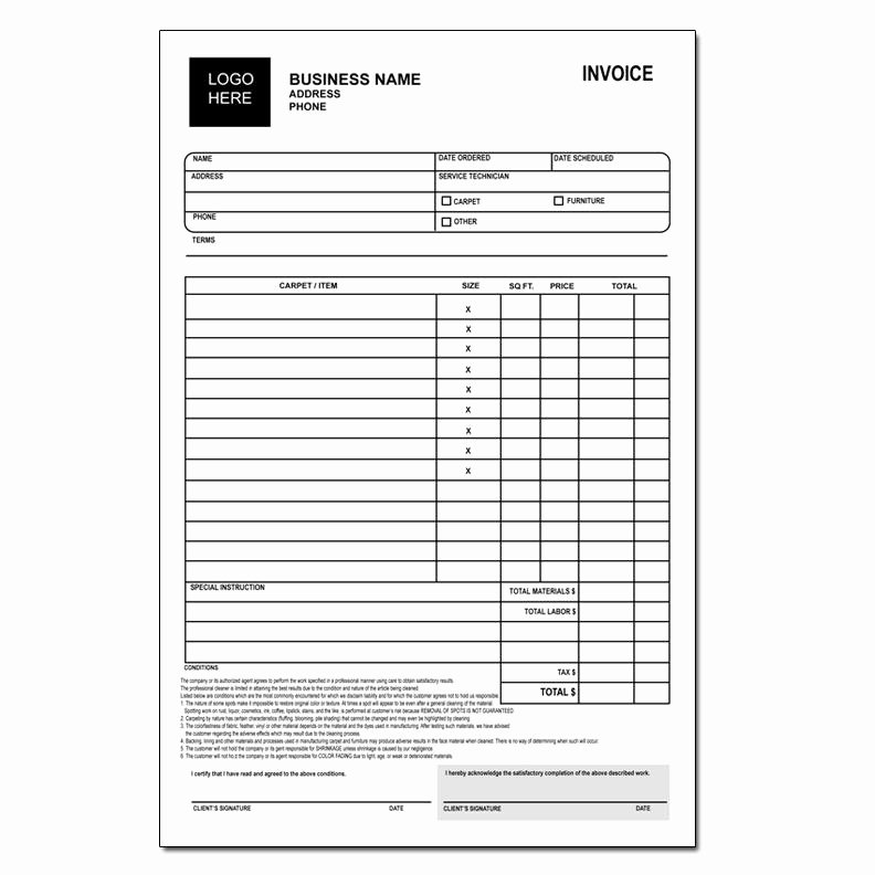 Carpet Cleaning Contract Template Elegant Carpet Cleaning Invoice forms Custom Printing