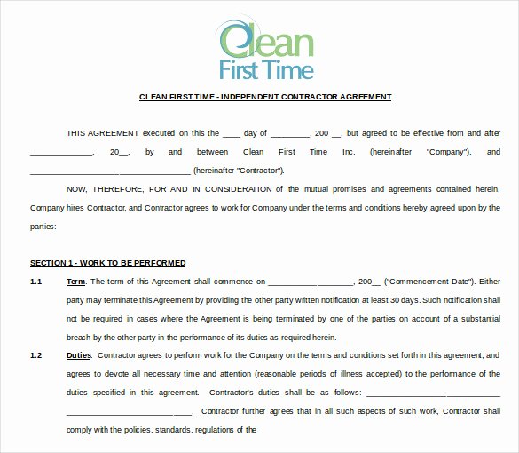 Carpet Cleaning Contract Template Fresh 22 Cleaning Contract Template Word Docs Pages