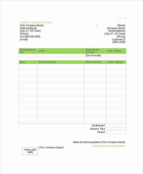 Carpet Cleaning Invoice Template New Cleaning Invoice Template 7 Free Word Pdf Documents