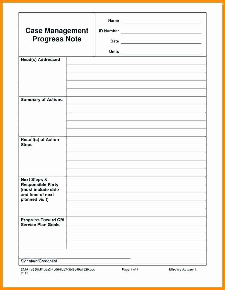 Case Management Notes Template Inspirational Case Notes Template Management Progress Note Doc Service