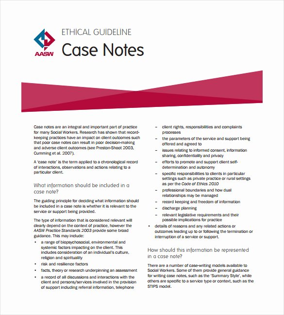 Case Note Template social Work Elegant 7 Case Notes Templates – Free Sample Example format