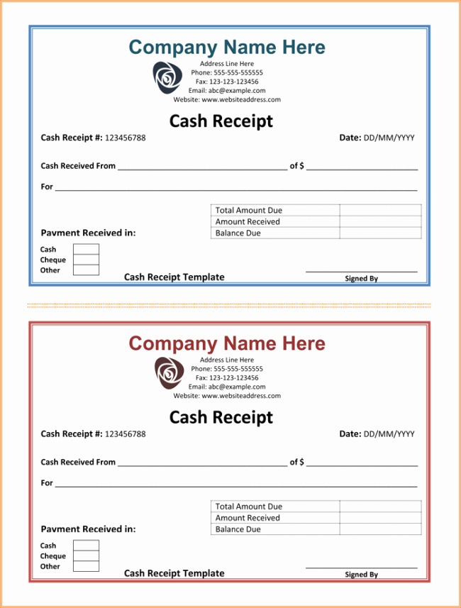 Cash Receipt Template Word Elegant Cash Receipt Template 5 Printable Cash Receipt formats