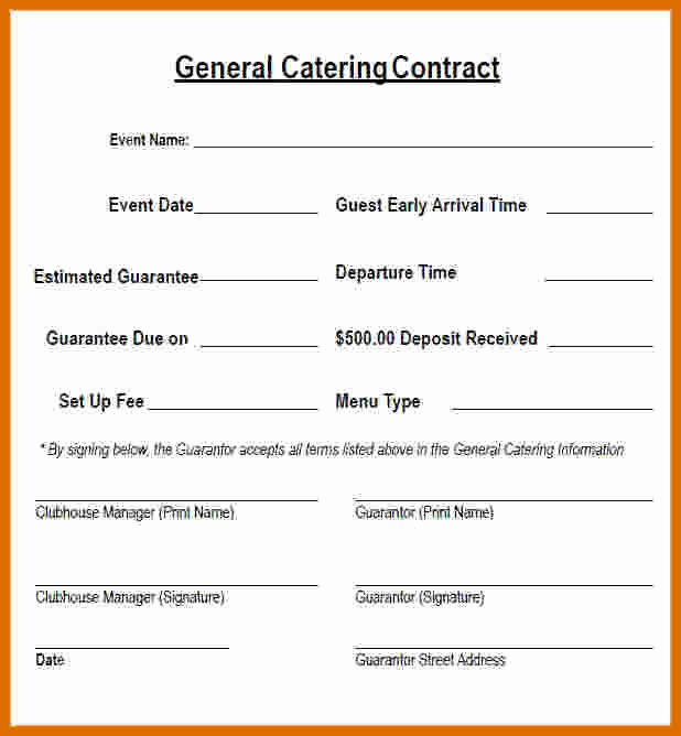 Catering Contract Template Free Luxury 5 6 Catering Contract Sample