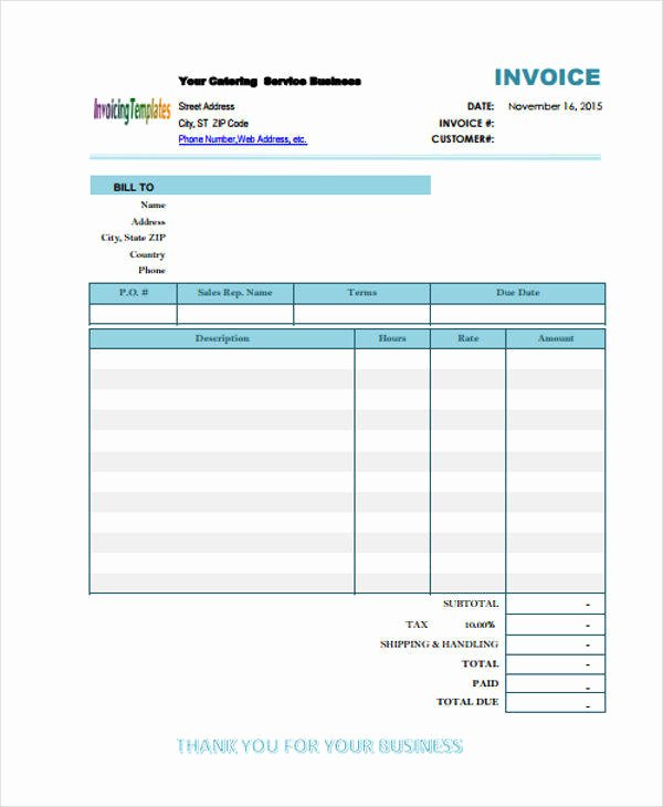 Catering Invoice Template Pdf Beautiful 7 Catering Receipt Templates – Free Samples Examples