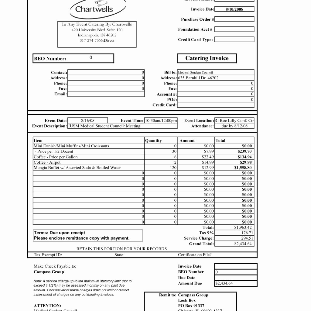 Catering Invoice Template Pdf Elegant Catering Invoice BliPhone Template Excel Samples Maggi
