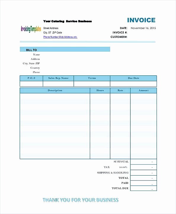 Catering Invoice Template Pdf Elegant Catering Service Invoice Contractor Invoice Template
