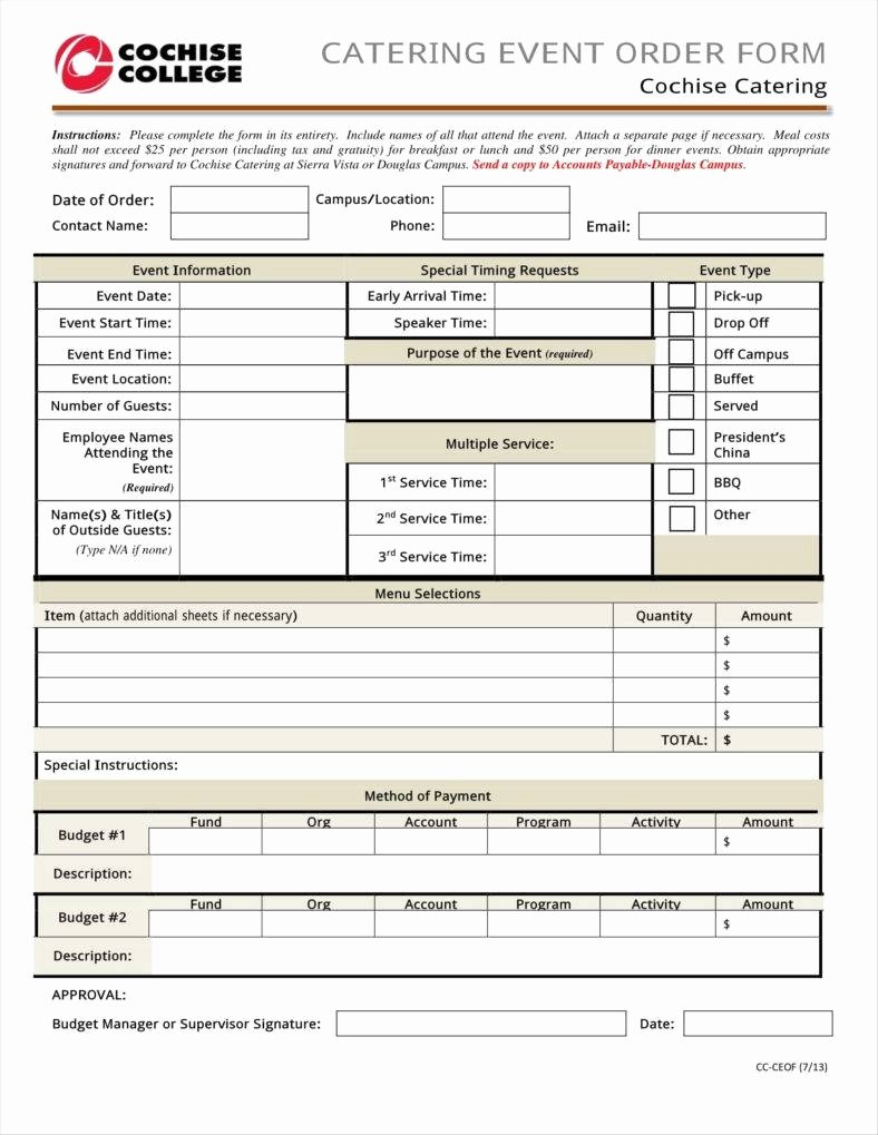 Catering order form Template Beautiful 9 event order form Templates