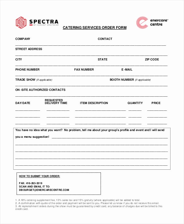 Catering order form Template Elegant Catering order form Template Word – Amandae