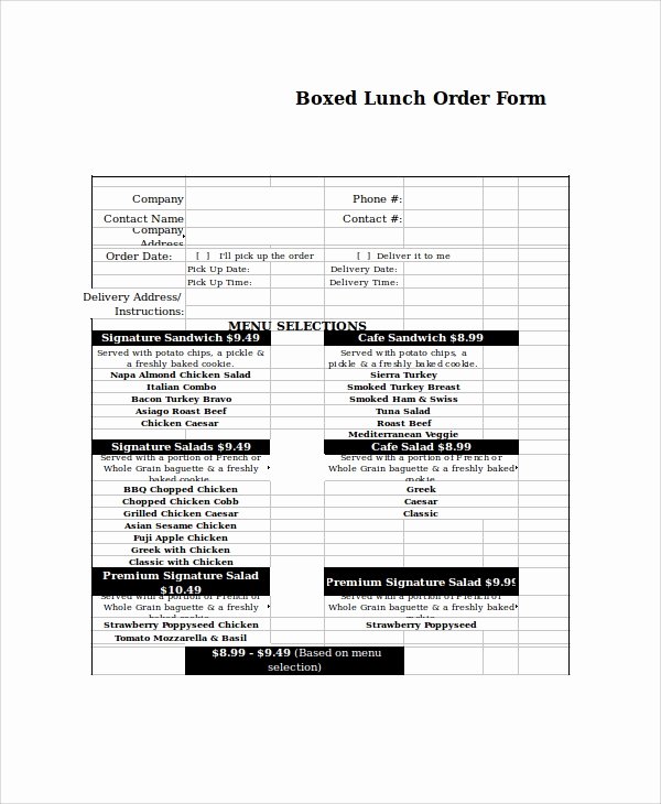 Catering order form Template Free Best Of Excel order form Template 19 Free Excel Documents