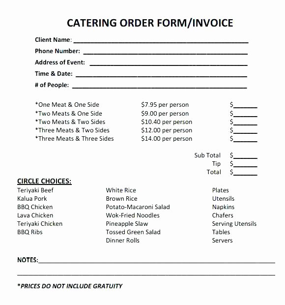 Catering order form Template Free Elegant Catering form Template – Illwfo