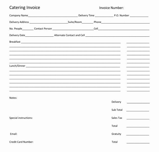 Catering order form Template Free Elegant Catering Invoice Templates 10 Different formats In Pdf