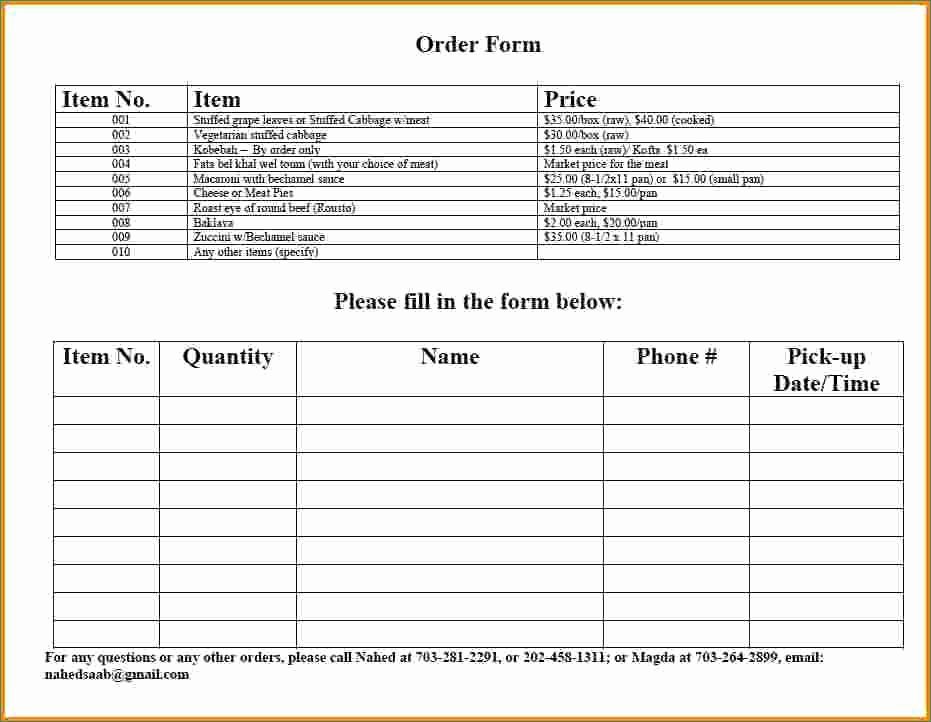 Catering order form Template Free Elegant Loveable Catering form Template – Heritageacresnutrition