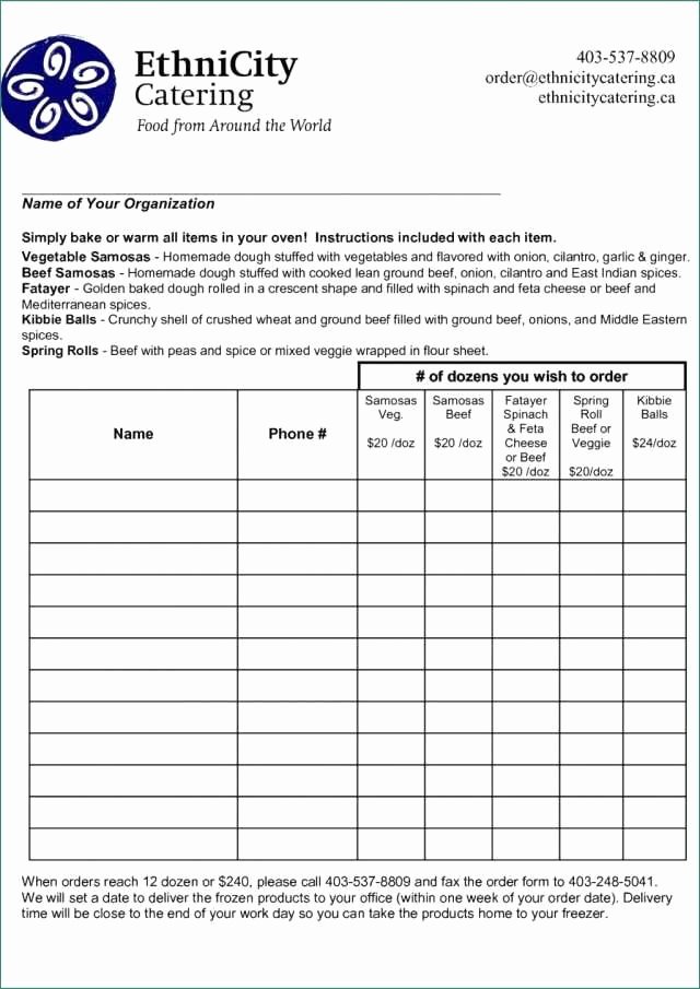 Catering order form Template Free Luxury Loveable Catering form Template – Heritageacresnutrition