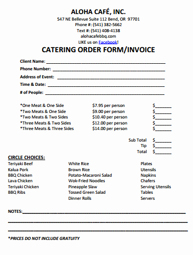 Catering order form Template Free New 28 Catering Invoice Templates Free Download Demplates