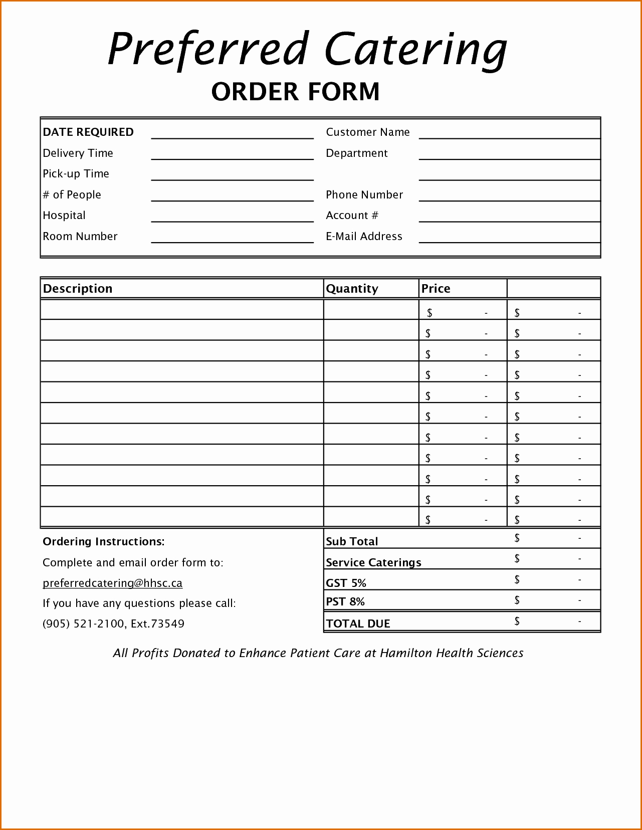 Catering order form Template New 8 order forms Template