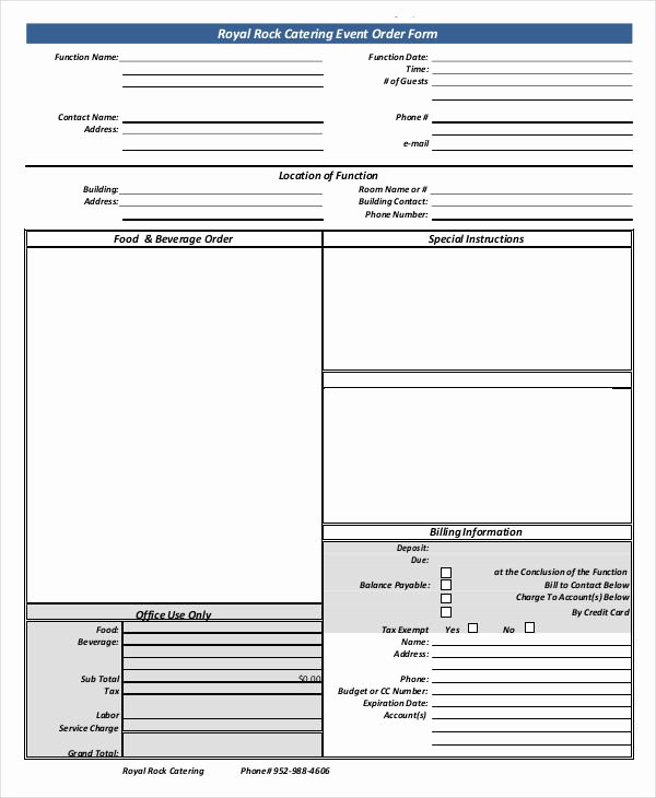 Catering order form Template Word Best Of 16 Catering order forms Ms Word Numbers Pages