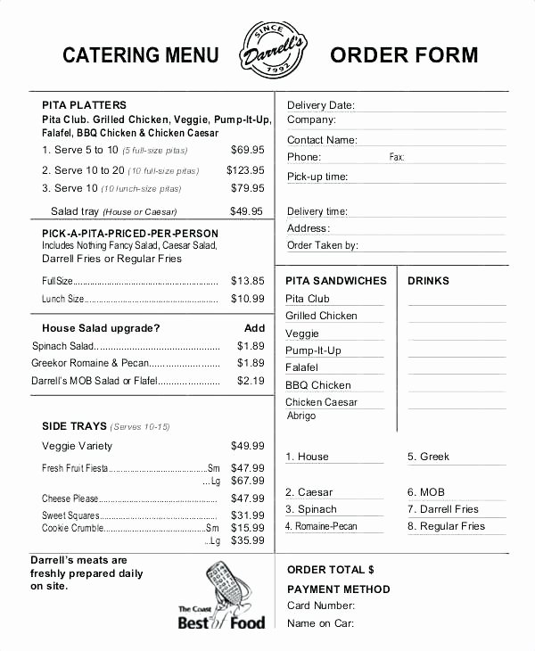 Catering order form Template Word Inspirational Delivery order form for General Home Needs Sample Template