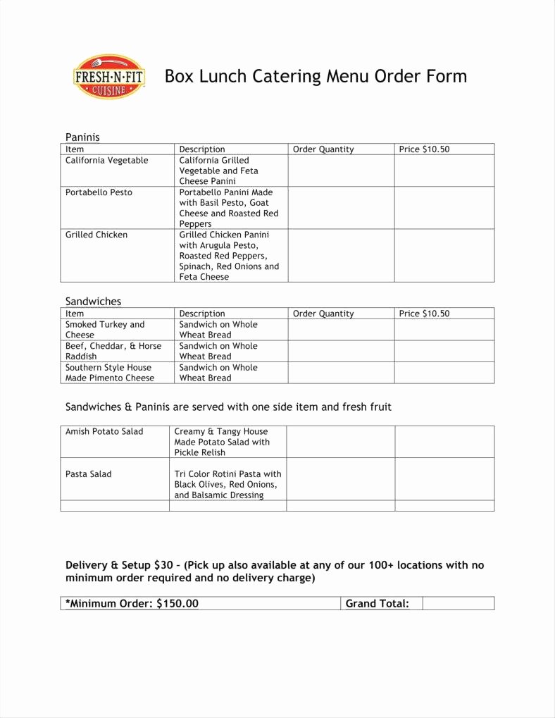 Catering order form Template Word Lovely Catering order form Template Word – Radiofama