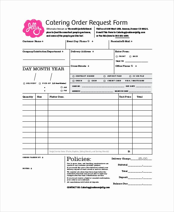 Catering order form Template Word Unique Catering Quotation Template Word Templates Resume