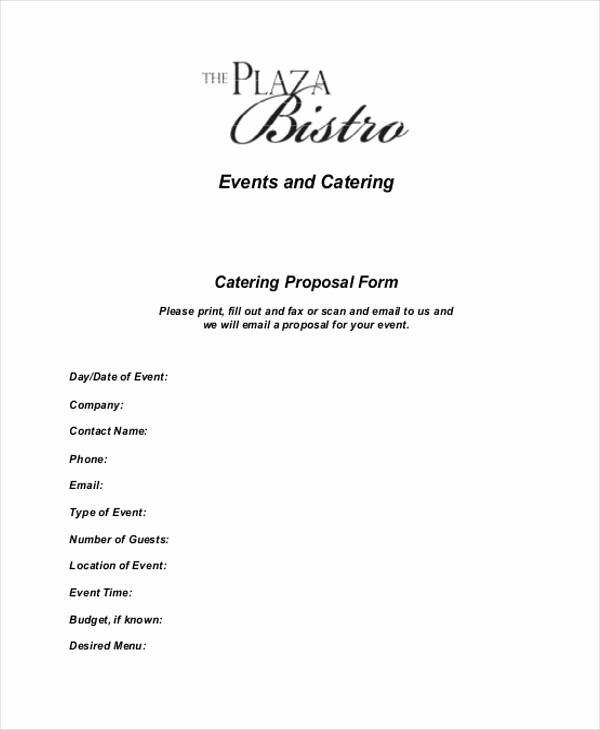 Catering Proposal Template Pdf Fresh 8 Catering Proposal form Samples Free Sample Example