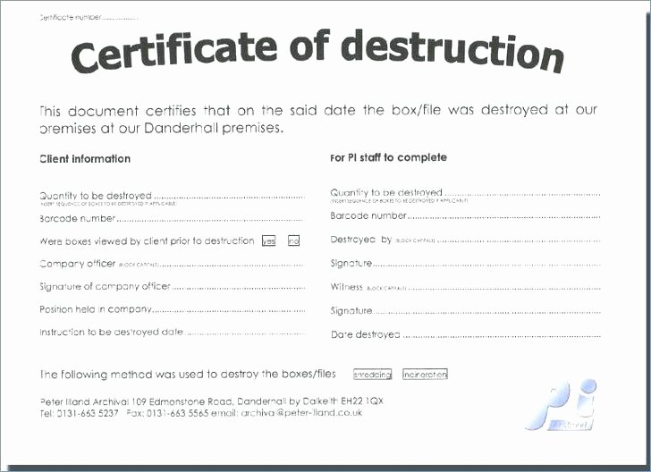 Certificate Of Data Destruction Template Inspirational Certificate Of Data Destruction Template – Obconline