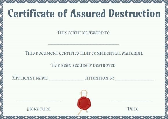 Certificate Of Destruction Template Inspirational 8 Free Customizable Certificate Of Destruction Templates