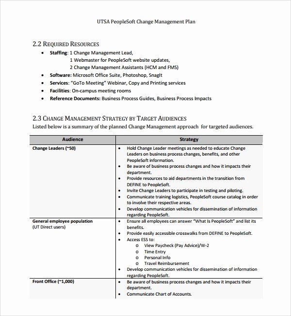 Change Management Plan Template Best Of Sample Change Management Plan Template 9 Free Documents