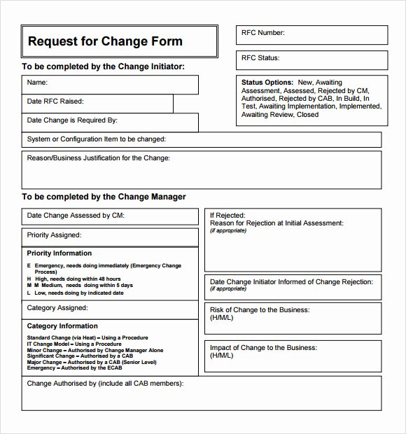 Change Management Template Excel Elegant Sample Change Request Template 9 Free Documents In Pdf