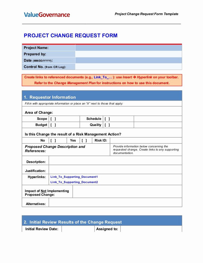Change Management Template Excel New Pm002 03 Change Request form Template