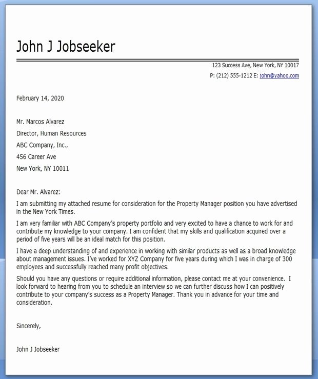 Change Of Management Letter Template New Mercial Property Manager Cover Letter