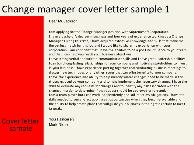 Change Of Management Letter Template Unique Change Manager Cover Letter