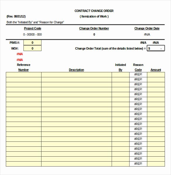 Change order Template for Construction Awesome Construction order Template – 10 Free Excel Pdf