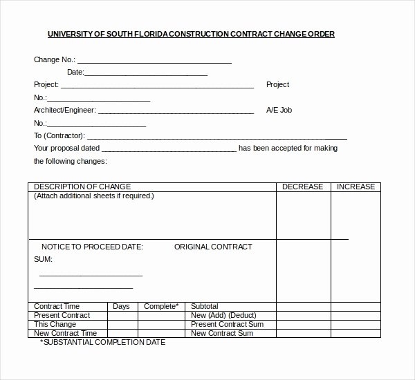 Change order Template for Construction Best Of 10 Sample Construction Change order forms