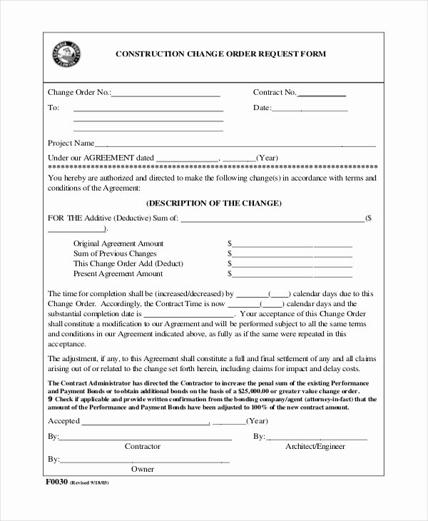 Change order Template for Construction Elegant Standard Change order form Seven Things Your Boss Needs to